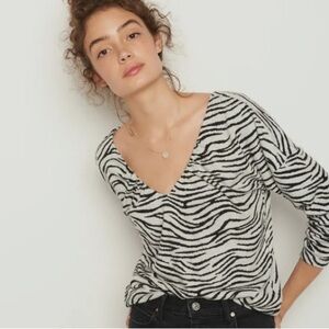 Maeve By Anthropologie Taylor Zebra-Striped Pullover Blouse Size Medium